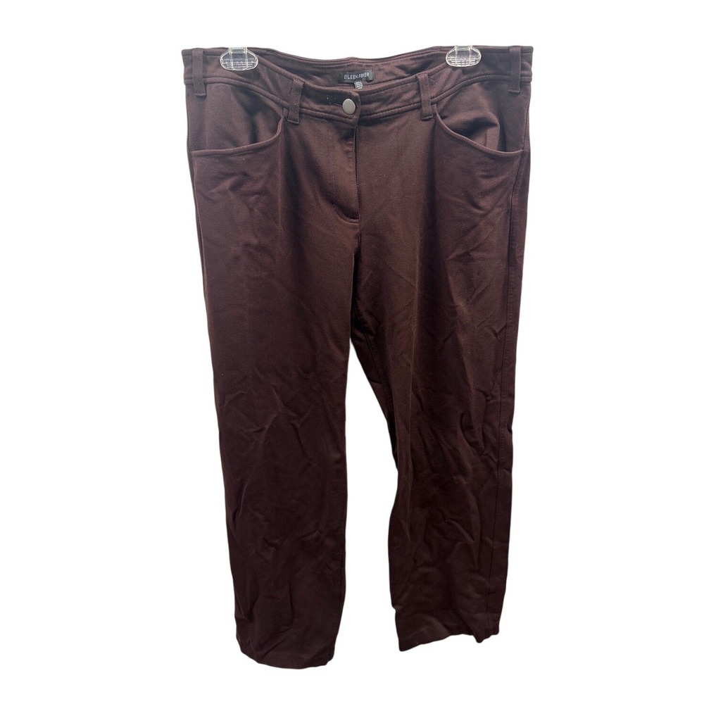 Eileen Fisher Women's M Brown Washable Stretch Straight Leg Ponte Trousers